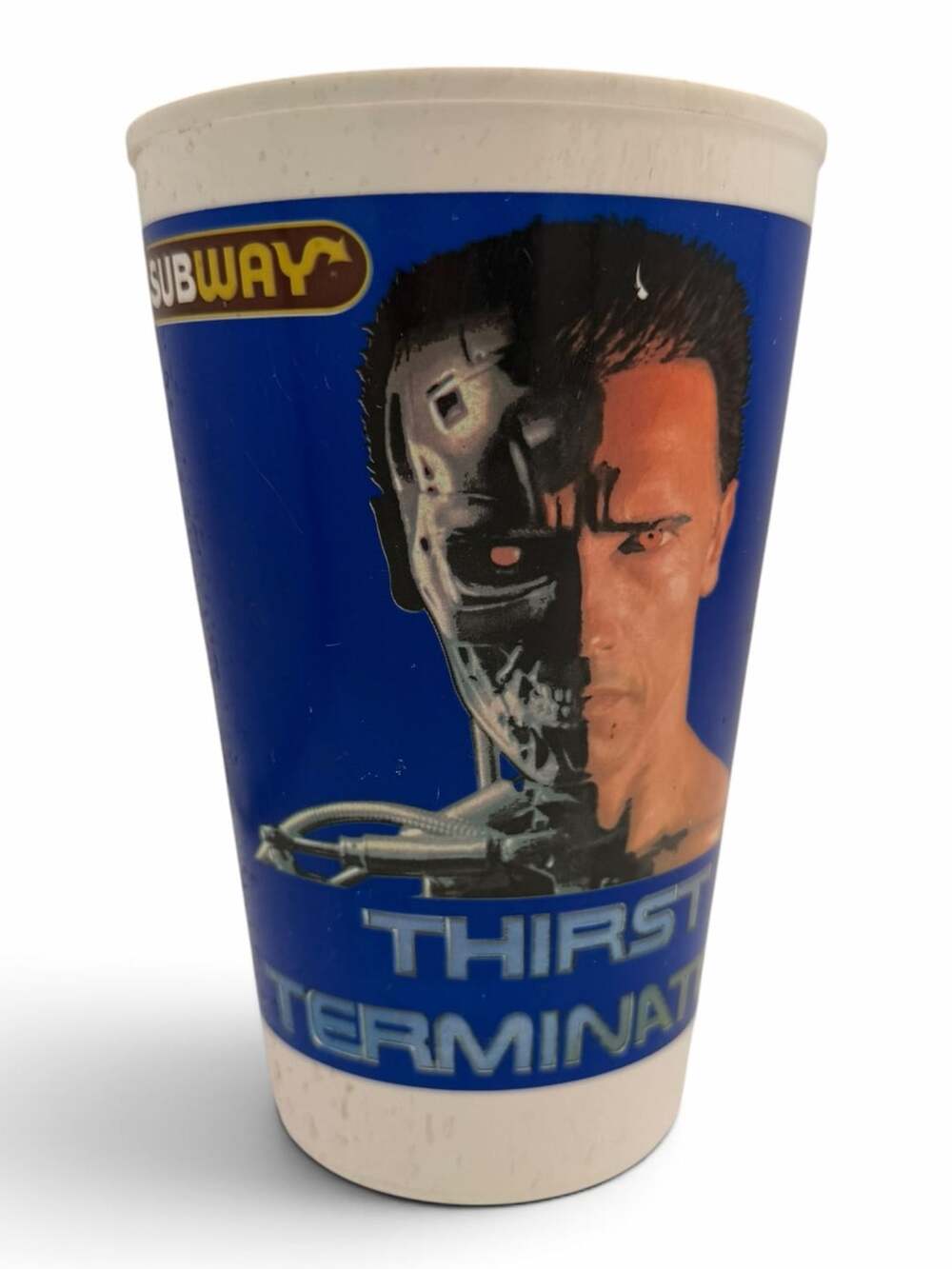 Vintage 1991 Subway Thirst Terminator Plastic Cup Arnold Schwarzenegger